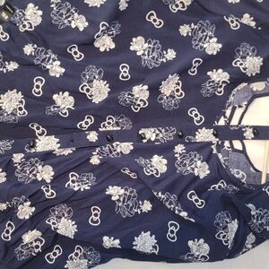 Hello Kitty Navy and White Floral Top